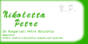 nikoletta petre business card